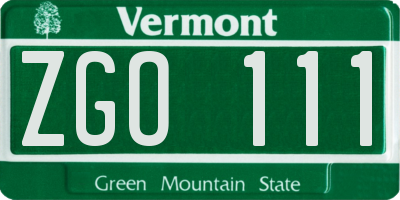 VT license plate ZGO111