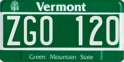 VT license plate ZGO120