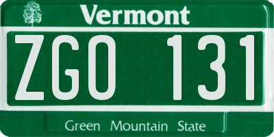 VT license plate ZGO131