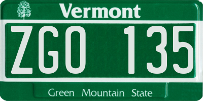 VT license plate ZGO135