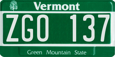 VT license plate ZGO137