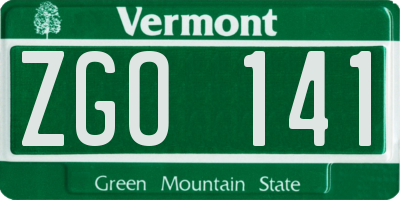 VT license plate ZGO141