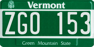 VT license plate ZGO153
