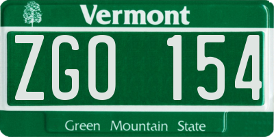 VT license plate ZGO154