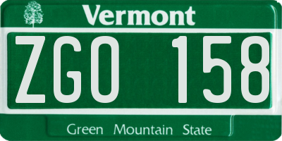 VT license plate ZGO158