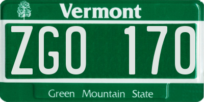 VT license plate ZGO170