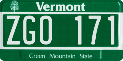 VT license plate ZGO171