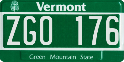 VT license plate ZGO176