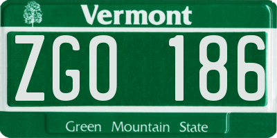 VT license plate ZGO186