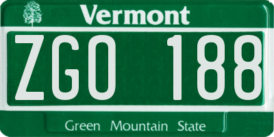 VT license plate ZGO188
