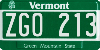 VT license plate ZGO213