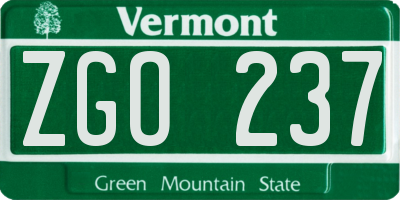 VT license plate ZGO237