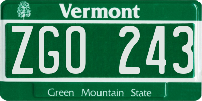 VT license plate ZGO243