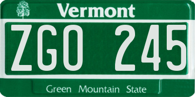 VT license plate ZGO245