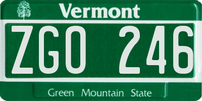 VT license plate ZGO246