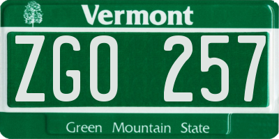 VT license plate ZGO257