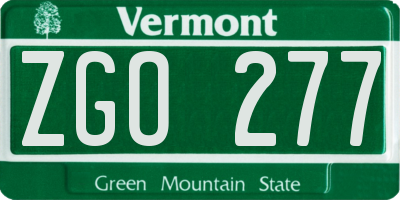 VT license plate ZGO277