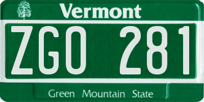 VT license plate ZGO281