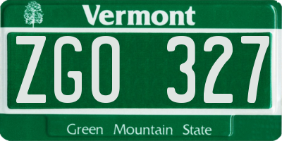 VT license plate ZGO327
