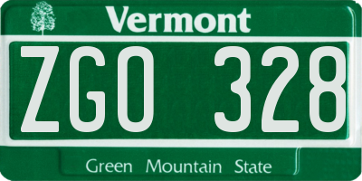 VT license plate ZGO328