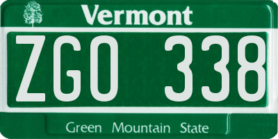 VT license plate ZGO338