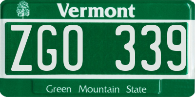 VT license plate ZGO339