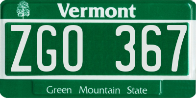 VT license plate ZGO367