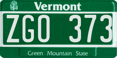 VT license plate ZGO373