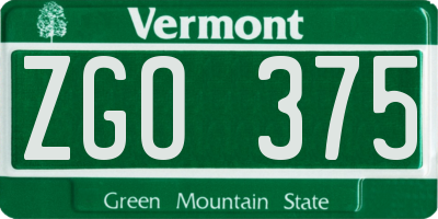 VT license plate ZGO375