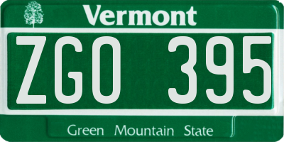 VT license plate ZGO395