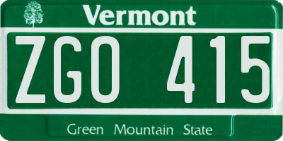 VT license plate ZGO415