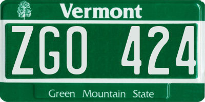 VT license plate ZGO424