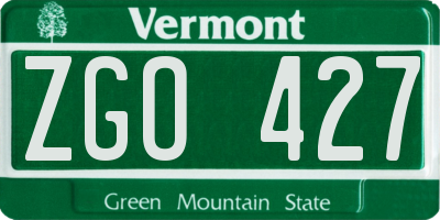 VT license plate ZGO427