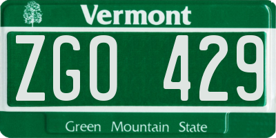 VT license plate ZGO429