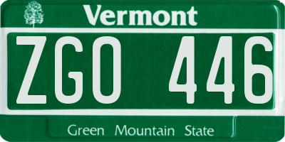 VT license plate ZGO446