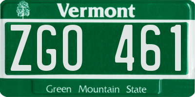 VT license plate ZGO461