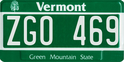 VT license plate ZGO469