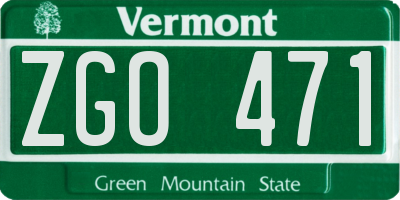 VT license plate ZGO471