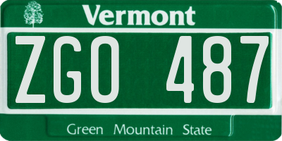 VT license plate ZGO487