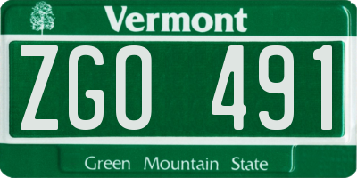 VT license plate ZGO491