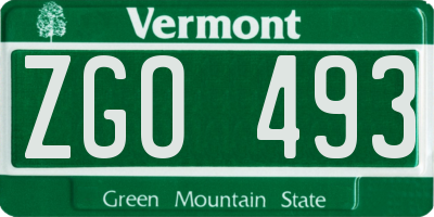 VT license plate ZGO493