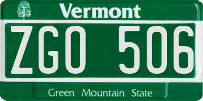 VT license plate ZGO506