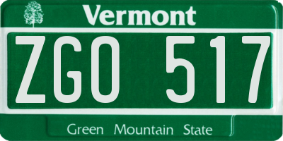 VT license plate ZGO517