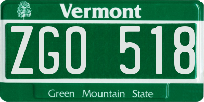 VT license plate ZGO518