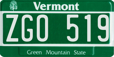 VT license plate ZGO519