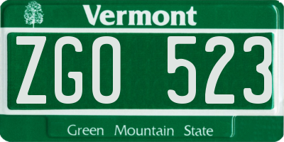 VT license plate ZGO523