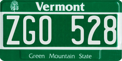 VT license plate ZGO528