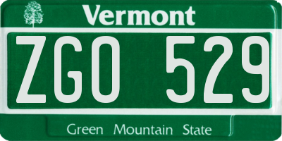 VT license plate ZGO529