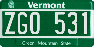 VT license plate ZGO531
