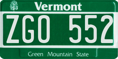 VT license plate ZGO552